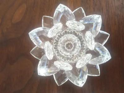  Swarovski Pair of Swarovski Crystal Water Lily Candleholders w box