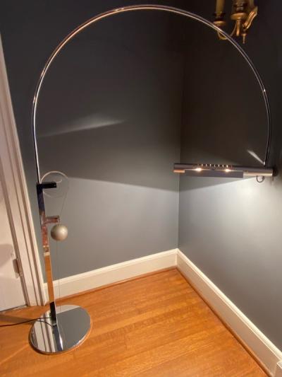  Swisslamps International AG ULTRA COOL MODERNIST CHROME AND LUCITE PULLEY FLOOR LAMP