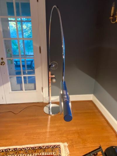  Swisslamps International AG ULTRA COOL MODERNIST CHROME AND LUCITE PULLEY FLOOR LAMP