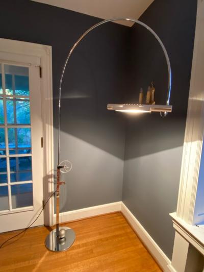  Swisslamps International AG ULTRA COOL MODERNIST CHROME AND LUCITE PULLEY FLOOR LAMP