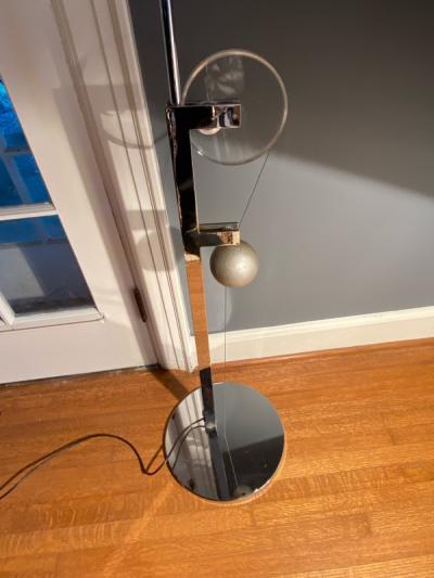  Swisslamps International AG ULTRA COOL MODERNIST CHROME AND LUCITE PULLEY FLOOR LAMP