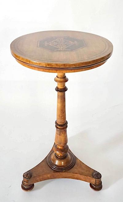  T G Seddon English Mahogany Inlaid Birdseye Maple Occasional Table by Seddons circa 1840