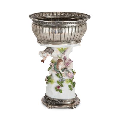  T tard Fr res French porcelain and silver centrepiece suite by T tard and Samson