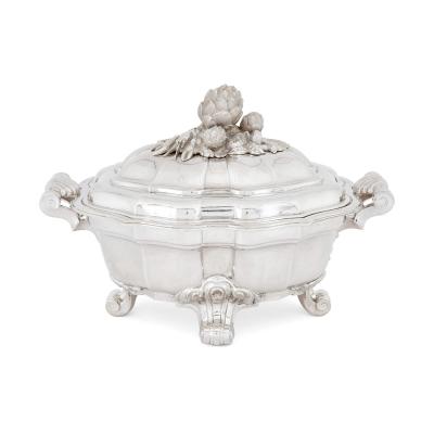  T tard Fr res French solid silver sauce tureen and tray by T tard
