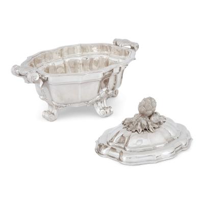  T tard Fr res French solid silver sauce tureen and tray by T tard