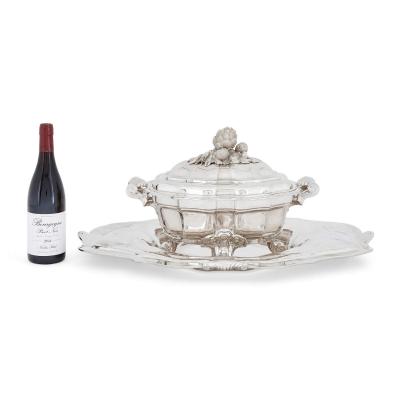  T tard Fr res French solid silver sauce tureen and tray by T tard