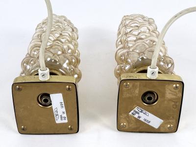  TEKA Leuchten Set of Two Lovely Brass Bubble Glass Bedside Table Lamps by TEKA Germany 1950s
