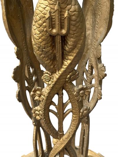  THE BOOTH COMPANY OF CHICAGO ART DECO 1920S GILT METAL HEADDRESSED MERMAIDS ILLUMINATED FISHBOWL STAND