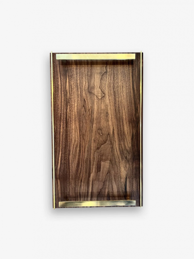  THE WOODEN PALATE AFTERNOON DELIGHT TRAY IN BLACK WALNUT WITH SOLID BRASS HANDLES