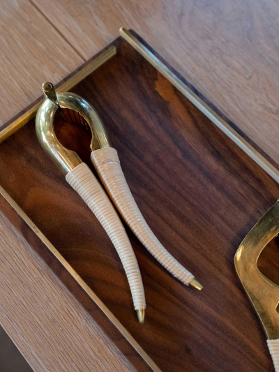  THE WOODEN PALATE AFTERNOON DELIGHT TRAY IN BLACK WALNUT WITH SOLID BRASS HANDLES