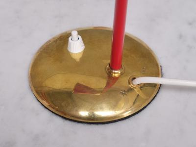  TR Co Pair of TR Co Adjustable Table Lamps in Red Metal and Brass Norway 1960s