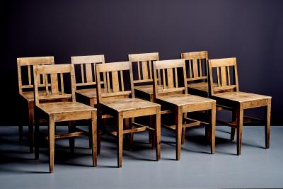  TRAN S M BELFABRIKS AB Eight matching birchwood chairs by Tran s Snickerifabrik