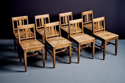  TRAN S M BELFABRIKS AB Eight matching birchwood chairs by Tran s Snickerifabrik