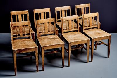  TRAN S M BELFABRIKS AB Eight matching birchwood chairs by Tran s Snickerifabrik