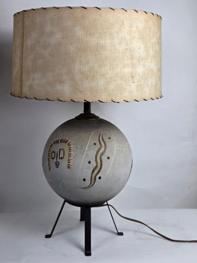  TYE of California 1952 Tye of California Aboriginal Ceramic Table Lamp