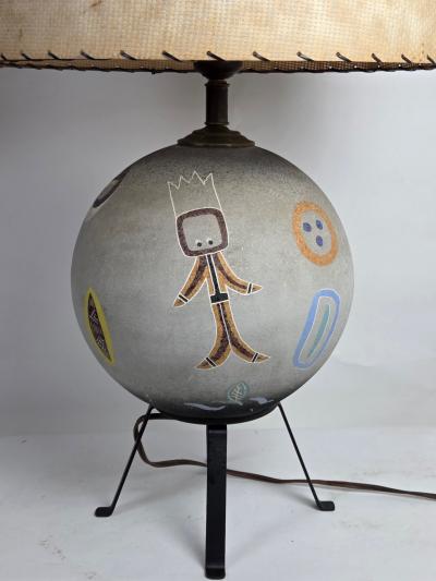  TYE of California 1952 Tye of California Aboriginal Ceramic Table Lamp