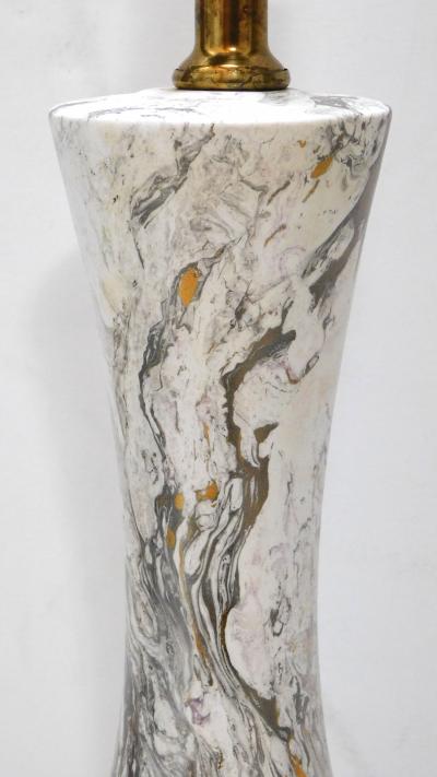  TYE of California Large pair of 1950s faux marble ceramic lamps by TYE of California Los Angeles