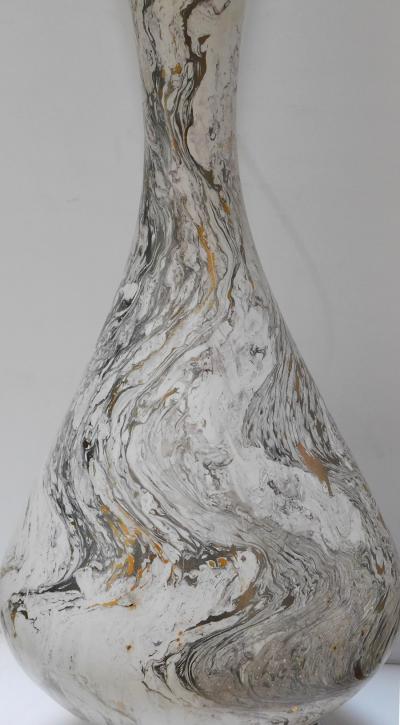  TYE of California Large pair of 1950s faux marble ceramic lamps by TYE of California Los Angeles