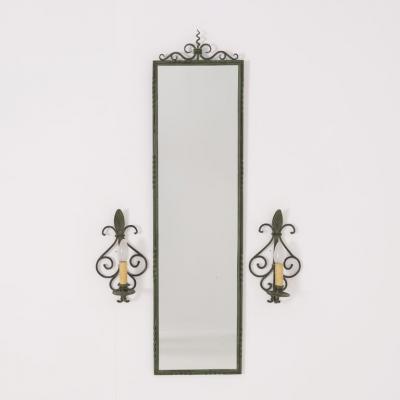  Taidetakomo Hakkarainen Set of Wrought Iron Wall Mirror Lamps Attr Taidetakomo Hakkarainen 1930s