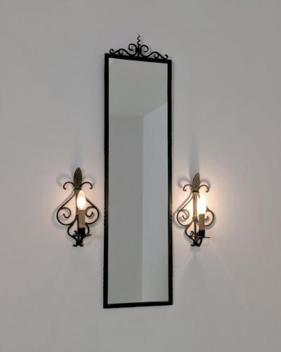  Taidetakomo Hakkarainen Set of Wrought Iron Wall Mirror Lamps Attr Taidetakomo Hakkarainen 1930s