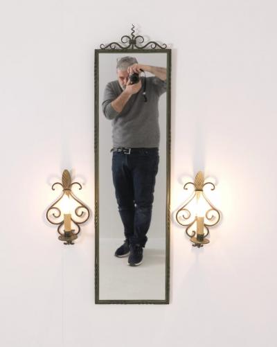  Taidetakomo Hakkarainen Set of Wrought Iron Wall Mirror Lamps Attr Taidetakomo Hakkarainen 1930s