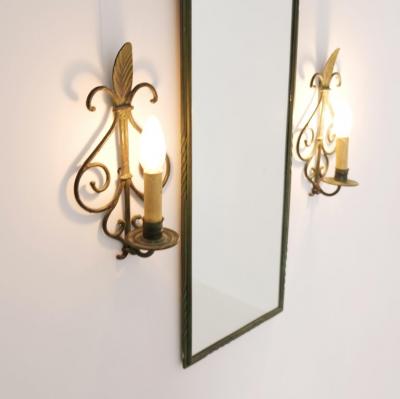  Taidetakomo Hakkarainen Set of Wrought Iron Wall Mirror Lamps Attr Taidetakomo Hakkarainen 1930s