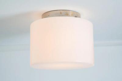  Taito Oy 1940s Paavo Tynell Model 2024 Glass Metal Flush Mount for Taito Oy