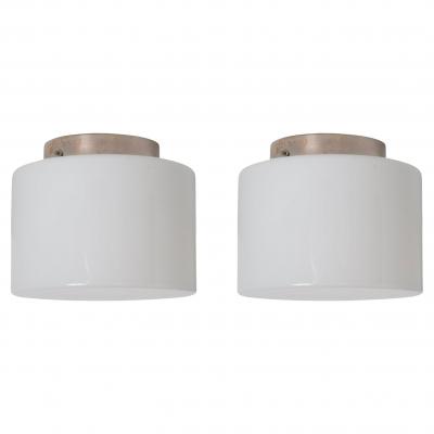  Taito Oy 1940s Paavo Tynell Model 2024 Glass Metal Flush Mount for Taito Oy