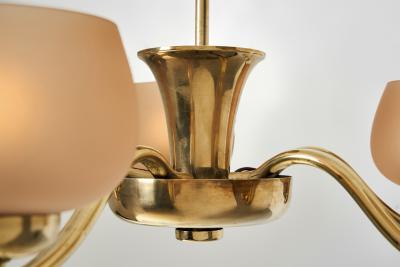  Taito Oy Five Arm 1443 5 Glass Chandelier by Paavo Tynell for Taito Finland 1930s