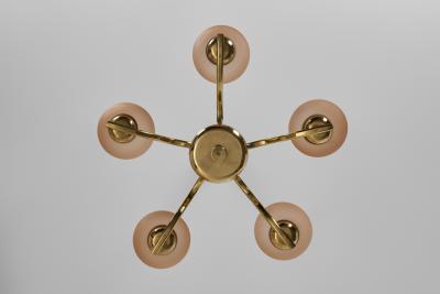  Taito Oy Five Arm 1443 5 Glass Chandelier by Paavo Tynell for Taito Finland 1930s