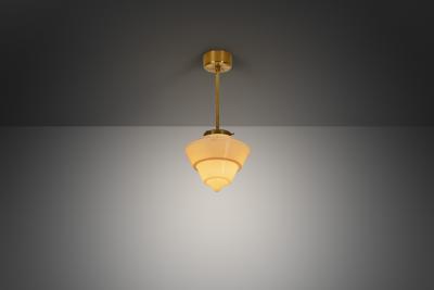  Taito Oy Paavo Tynell Model 553 Glass Pendant Ceiling Lamp for Taito Finland 1940s