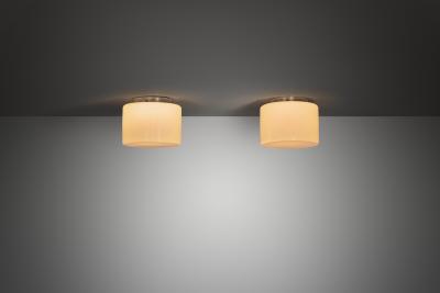  Taito Oy Pair of Opal Glass Ceiling Lights by Paavo Tynell for Taito Finland 1930s