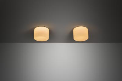  Taito Oy Pair of Opal Glass Ceiling Lights by Paavo Tynell for Taito Finland 1930s