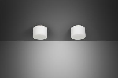  Taito Oy Pair of Opal Glass Ceiling Lights by Paavo Tynell for Taito Finland 1930s