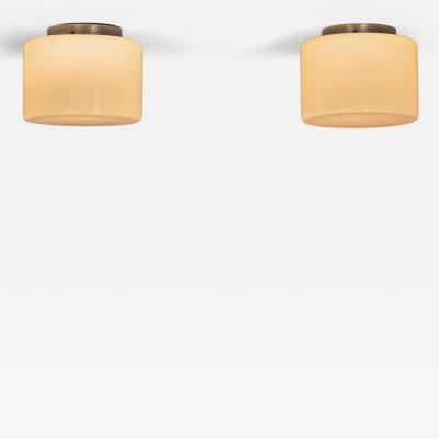  Taito Oy Pair of Opal Glass Ceiling Lights by Paavo Tynell for Taito Finland 1930s