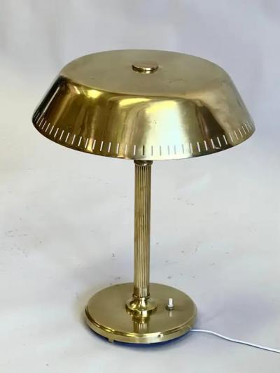  Taito Oy Scandinavian Modern Neoclassical Brass Table Desk Lamp Attr to Paavo Tynell
