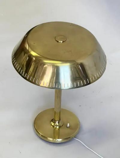  Taito Oy Scandinavian Modern Neoclassical Brass Table Desk Lamp Attr to Paavo Tynell