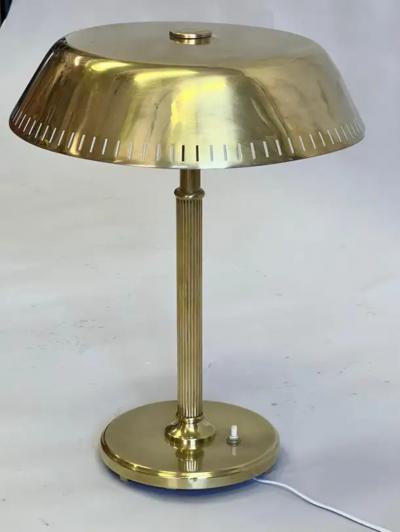  Taito Oy Scandinavian Modern Neoclassical Brass Table Desk Lamp Attr to Paavo Tynell