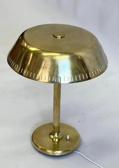  Taito Oy Scandinavian Modern Neoclassical Brass Table Desk Lamp Attr to Paavo Tynell