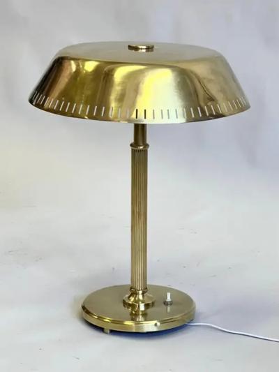  Taito Oy Scandinavian Modern Neoclassical Brass Table Desk Lamp Attr to Paavo Tynell
