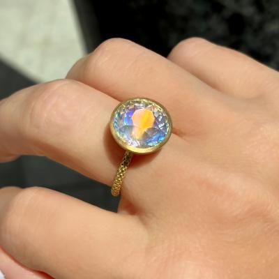  Talkative 7 41 carat Finest Diamond Cut Rainbow Moonstone Solitaire Ring Talkative 2025