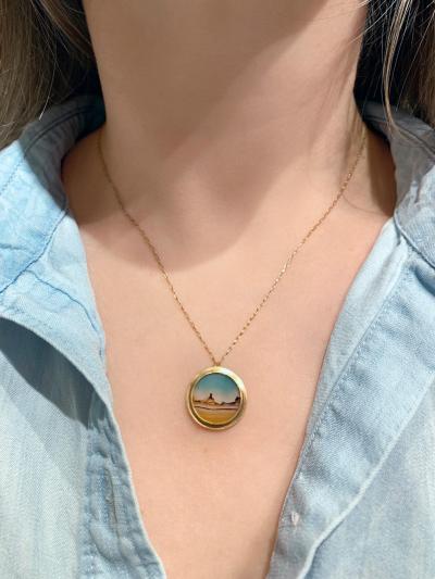  Talkative Natural Landscape Agate Gold One of a Kind Drop Necklace Talkative 2023