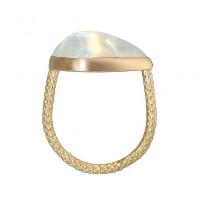 Talkative Rainbow Moonstone Pear Cabochon 22K Gold One of a Kind Ring Talkative 2024