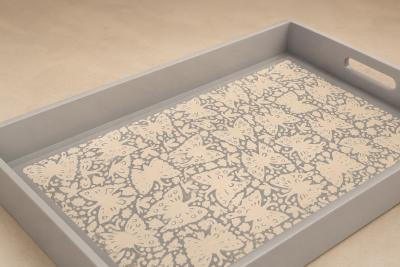  Taller Maya Large Butterflies Decorative Tray Lacquered Wood Ensamble Artesano