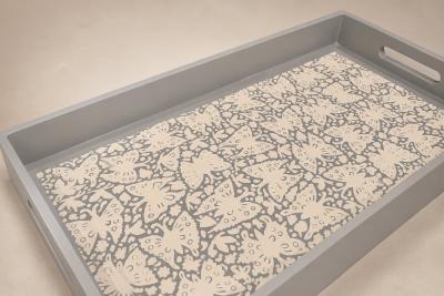  Taller Maya Large Butterflies Decorative Tray Lacquered Wood Ensamble Artesano