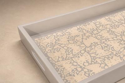  Taller Maya Large Butterflies Decorative Tray Lacquered Wood Ensamble Artesano