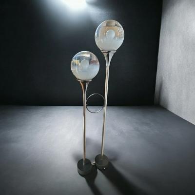  Targetti Sankey Mid Century Chrome and Glass floor lamp By Targetti