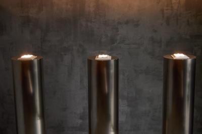  Targetti Sankey Monumental Stainless Steel Uplighters by Targetti Italy 1970s