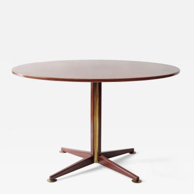  Tecno Tecno Milano Osvaldo Borsani Circular dining table in wood and brass details 1960s