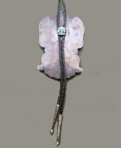  Teddy Weahkee Zuni mosaic inlay bolo with silver dangles attributed to Teddy Weahkee